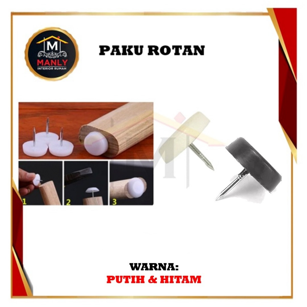 Skrup Paku Oval Rotan Datar  Alas Kaki Kursi Meja Lemari / Paku Rotan Tebal Isi 1 Pcs.