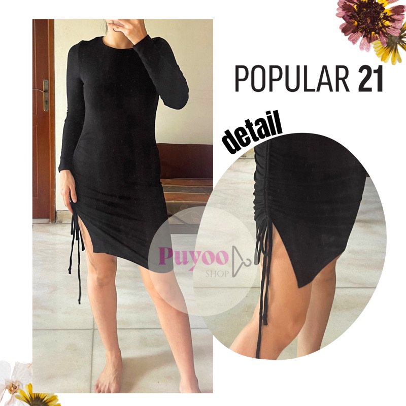 POPULAR 21 Long Sleeve Dress - Aksen serut samping -CA02