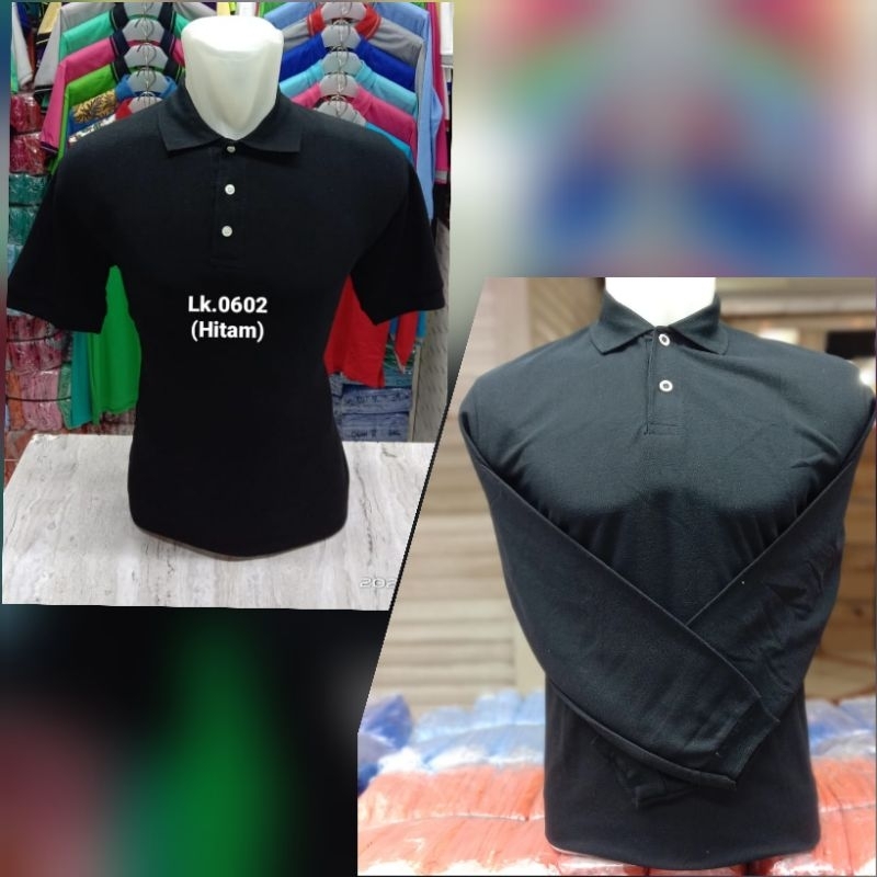 kaos kerah polo premium hitam polos 607 pratama