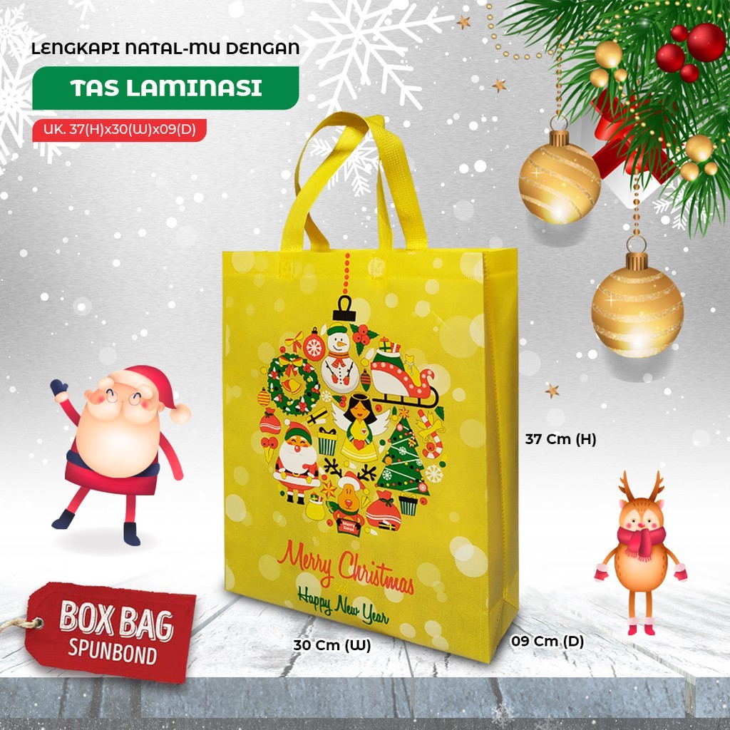 

[GROSIR] Goodie Bag Christmas Natal Tas Christmas Goodie Bag Tas Natal Laminasi 37X30X9
