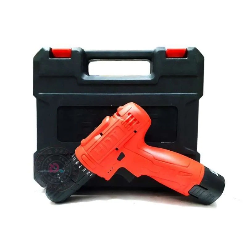 HDT Cordless Drill Mesin Bor Bolak Balik 10mm Battery 12V Set Box 2 Pcs Baterai Dan ACC