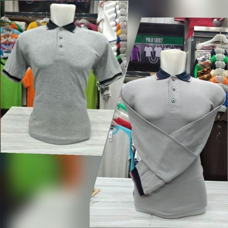 kaos kerah polo premium abu k.navy merk 607 pratama