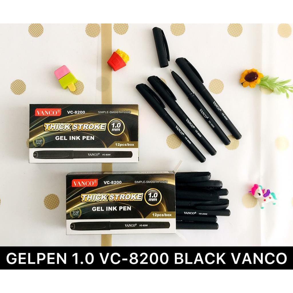 

VANCO PULPEN GEL / GEL PEN INK THICK STROKE 1.0 MM TINTA HITAM ISI 12 PCS. VC-8200