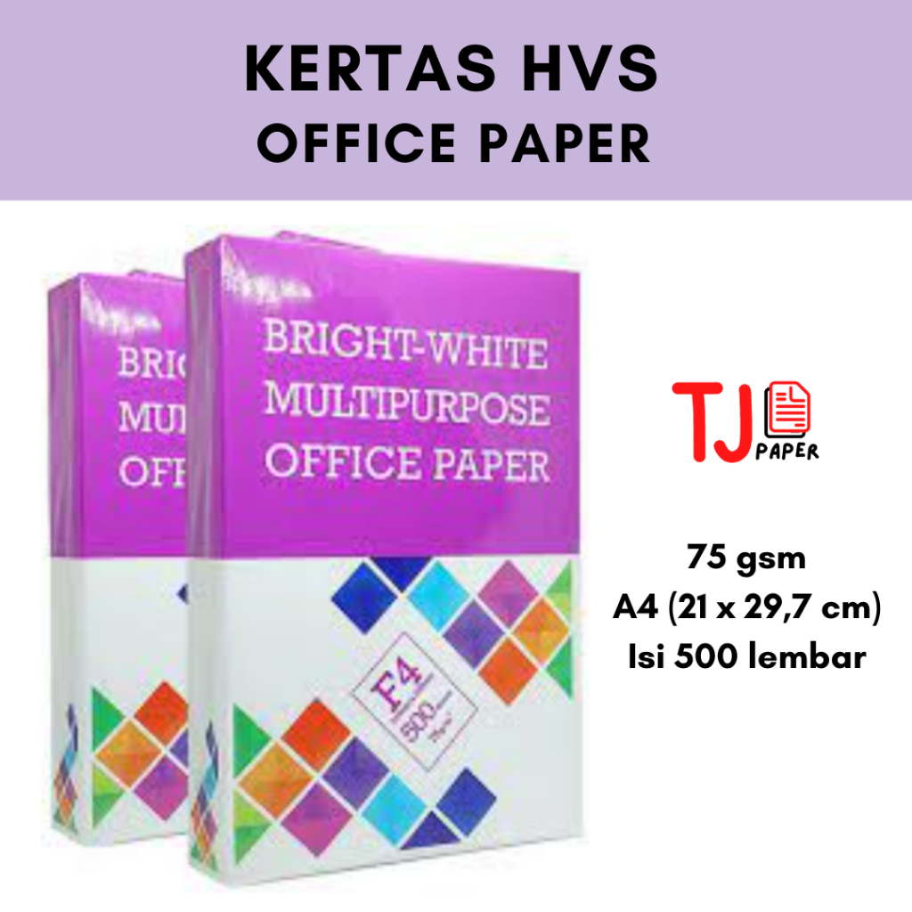 

(1 rim) Kertas HVS Putih - 75 Gram - A4 / F4 BMO (Brightwhite Multipurpose Office Paper)