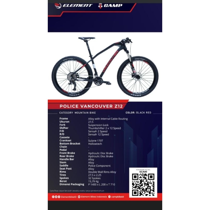 sepeda gunung MTB police Vancouver Y8 Z12 by element