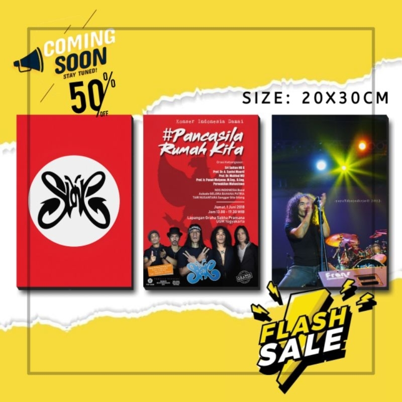 Hiasan dinding kamar poster kayu band indonesia slank 20x30cm pajangan wall decor poster dinding aes