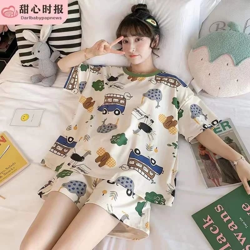baju tidur piyama setelan pendek motif lucu gemoy oversize