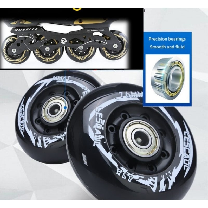 Roda sepatu roda- roller skate wheels size 70 s/d 80mm.