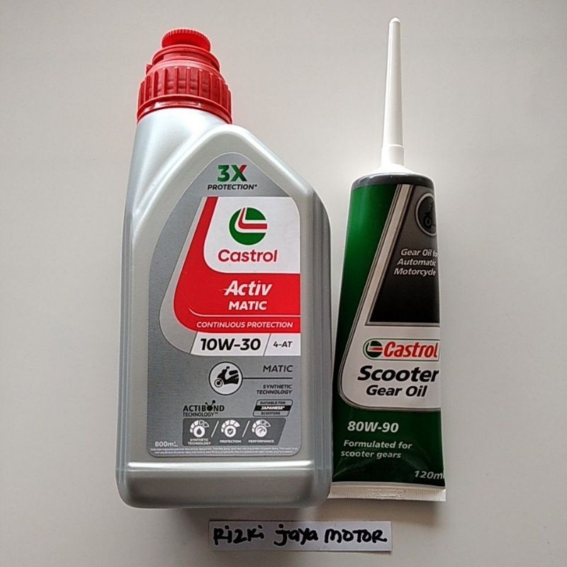 Oli castrol activ matic 10W-30 800ml & Oli gear gardan tranmisi motor matic 120ml ori CASTROL