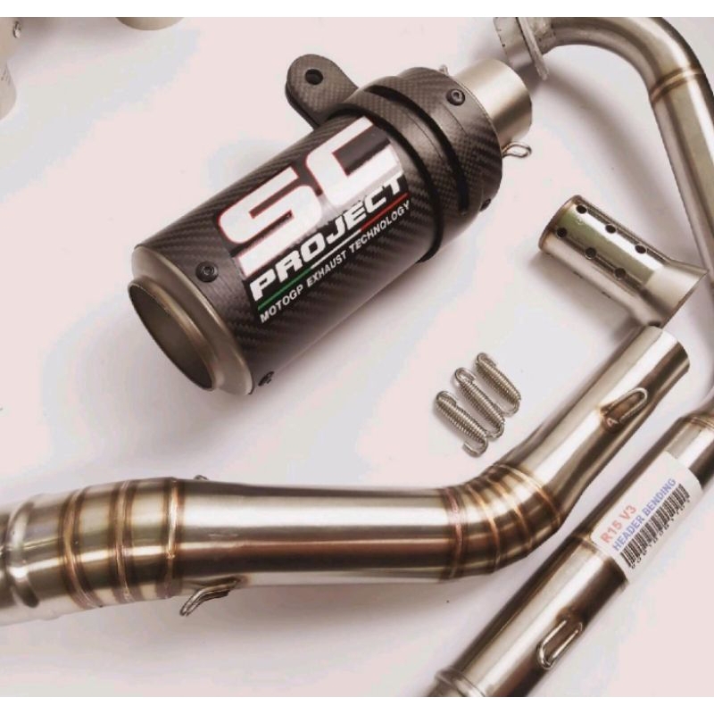KNALPOT SPESIAL IMPORT TAIWAN SC PROJECT CARBON FIBER NON JARING UNTUK BYSON, R15 V2 V3 V4 MT 15 VIX