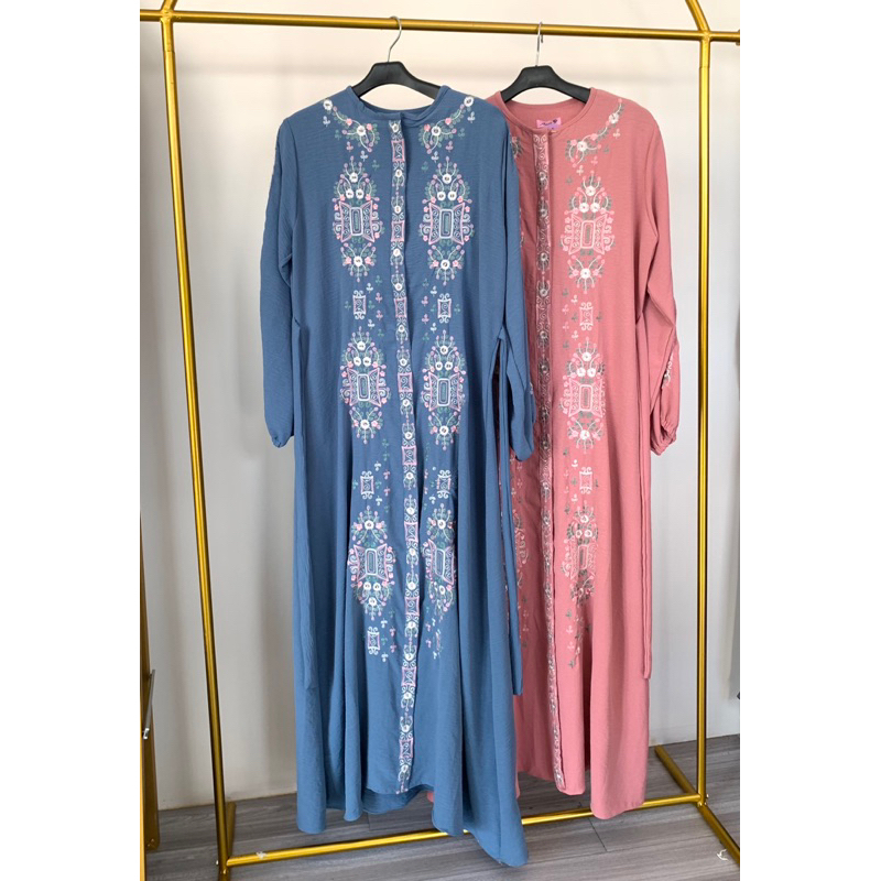 AQILA DRESS || Dress crinkel brodir gamis bordir