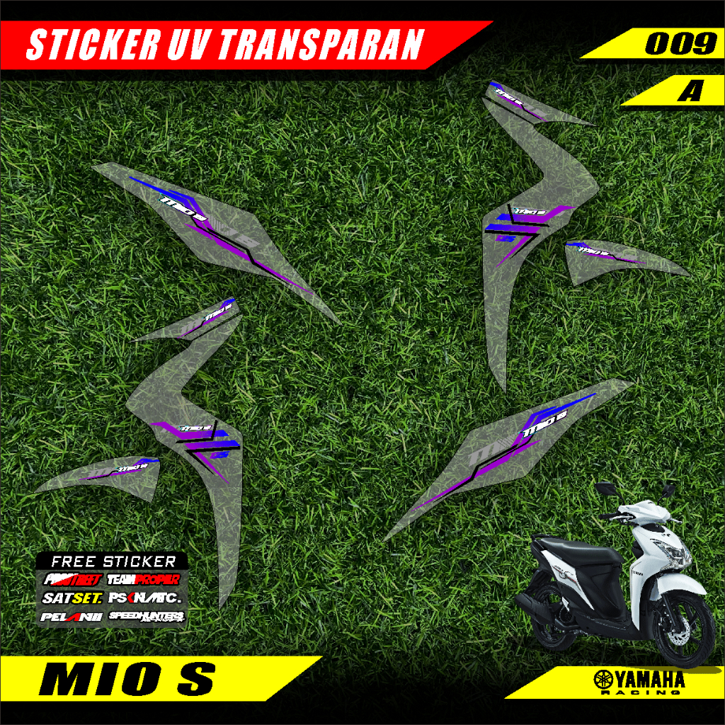 STRIPING STICKER TRANSPARAN UV YAMAHA MIO S DESAIN MINIMALIS GPC 009