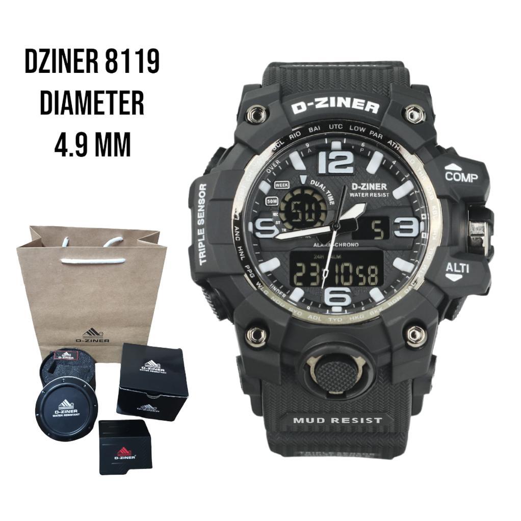 JAM TANGAN PRIA RUBBER WATER RESISTANT - D-ZINER D-8119 ORIGINAL