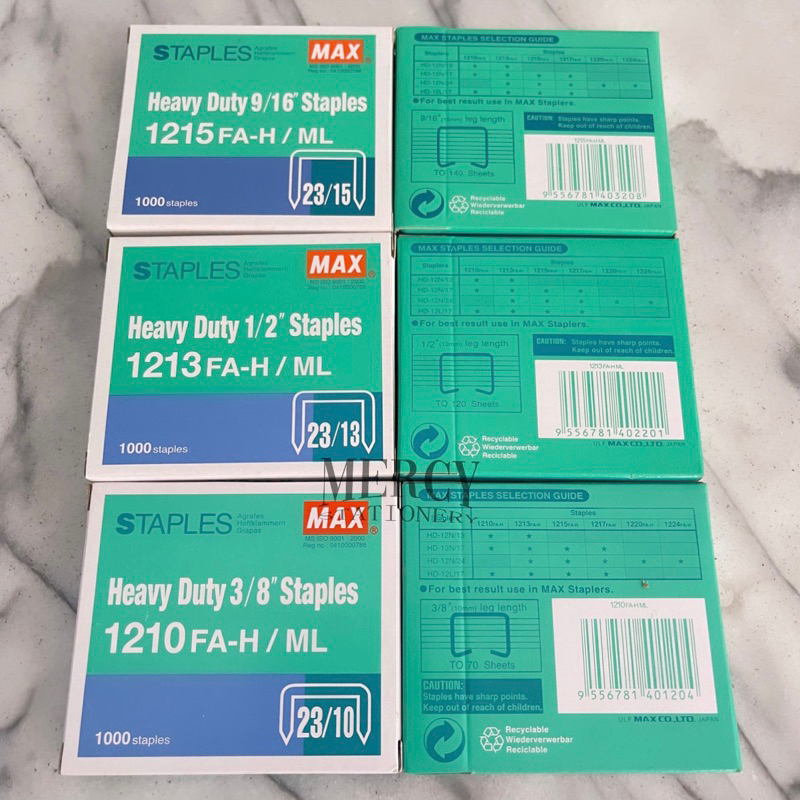 

Heavy Duty Staples MAX 1210 1213 1215 MAX Isi Stapler Jilid Gun Tacker