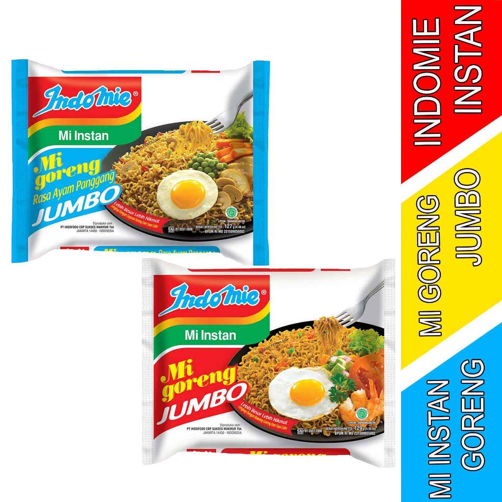 

Mie goreng - Indomie Jumbo - Mie Instan - Original & Ayam panggang