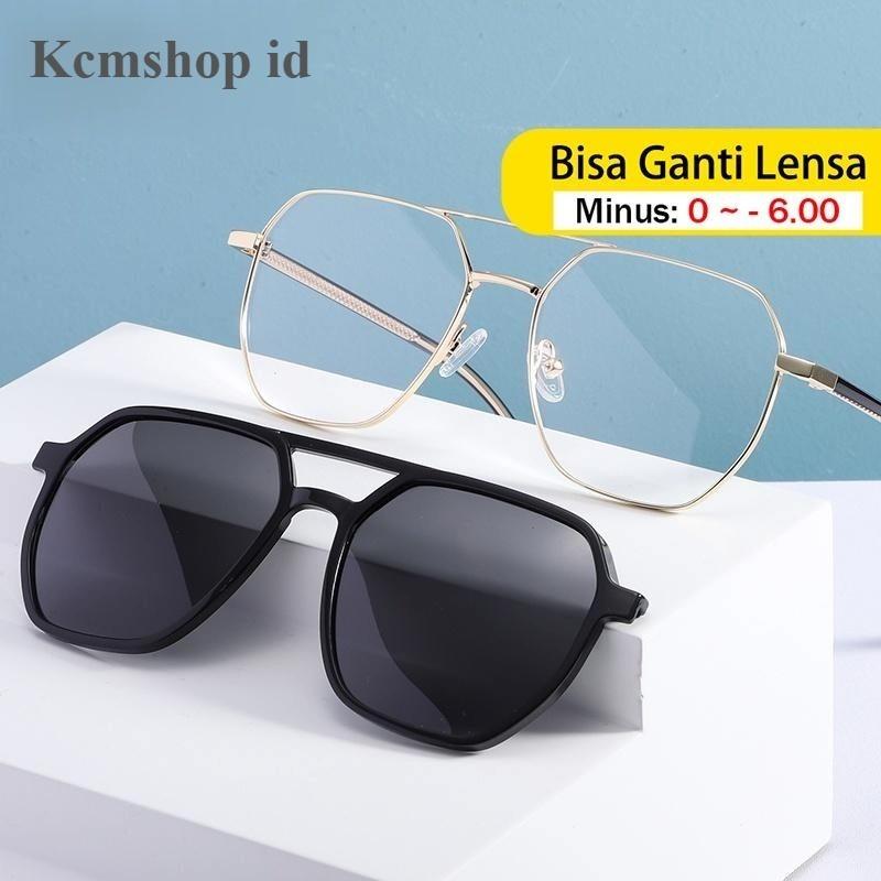 -Kacamata Optik TERMURAH Magnetis Frame Kacamata Minus Clip On Anti Radiasi/Blueray/Photocromic Pola