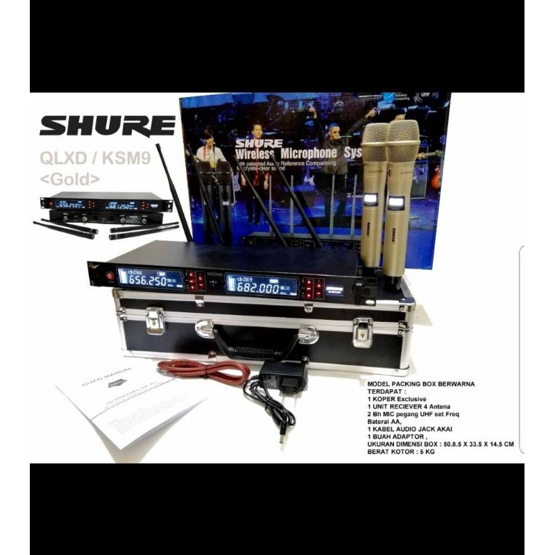 Mic wireless shure QLXD KSM9 handheld Mic 4 antenna plus koper