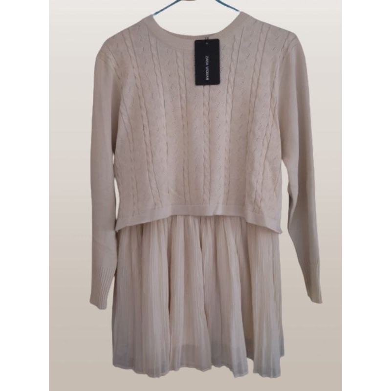 Atasan Zara woman rajut mix plisket