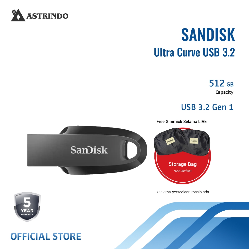 Sandisk Ultra Curve USB 3.2 FlashDisk CZ550 512GB - (SDCZ550-512G-G46)