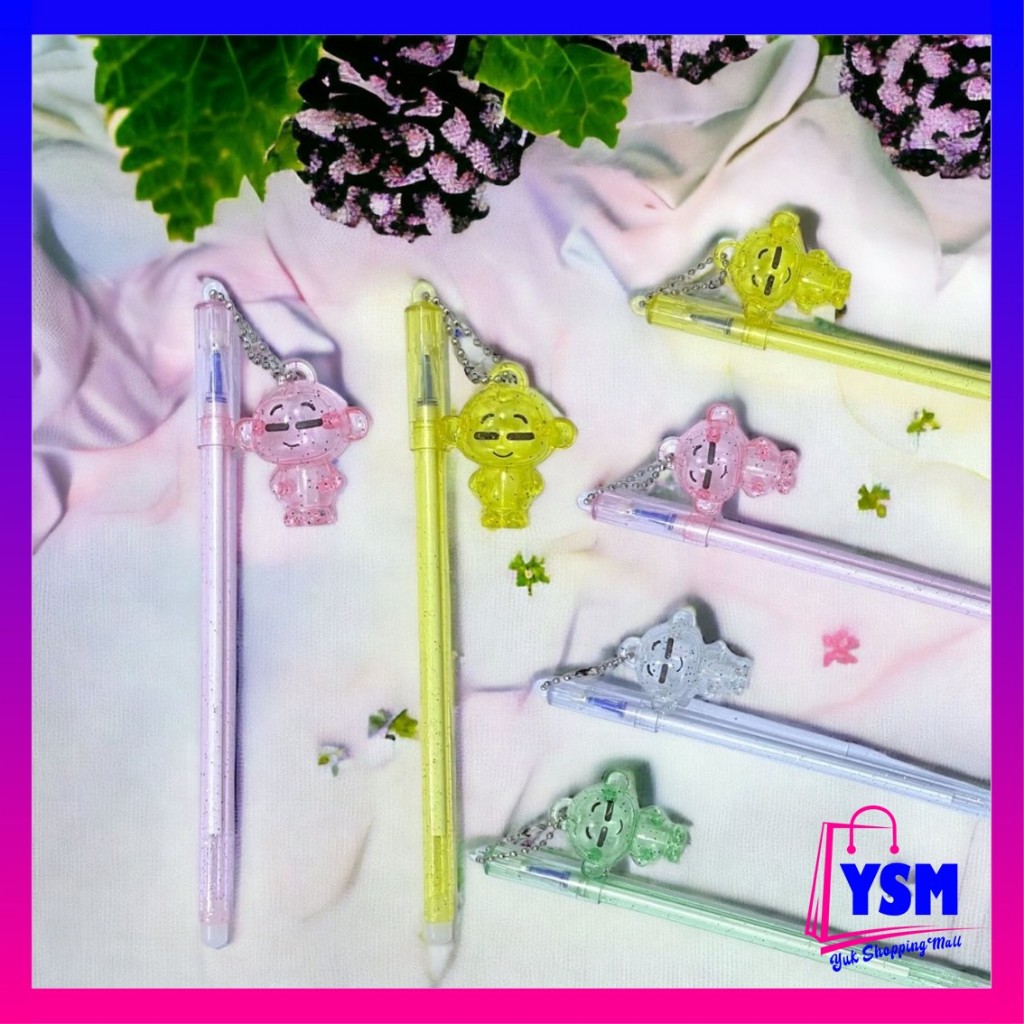 

YSM Pena Glitter Karakter Monkey Blue Ink Gel Bisa di Hapus Pulpen Gantungan Tiup warna warni Alat Tulis Sekolah Kantor Souvenir