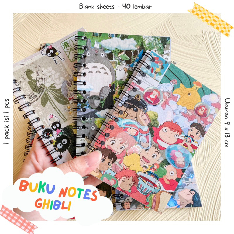 Buku Notes Kecil/ Notepad Ghibli Edition Blank Sheets | Totoro Spirited Away Kiki Delivery Service J