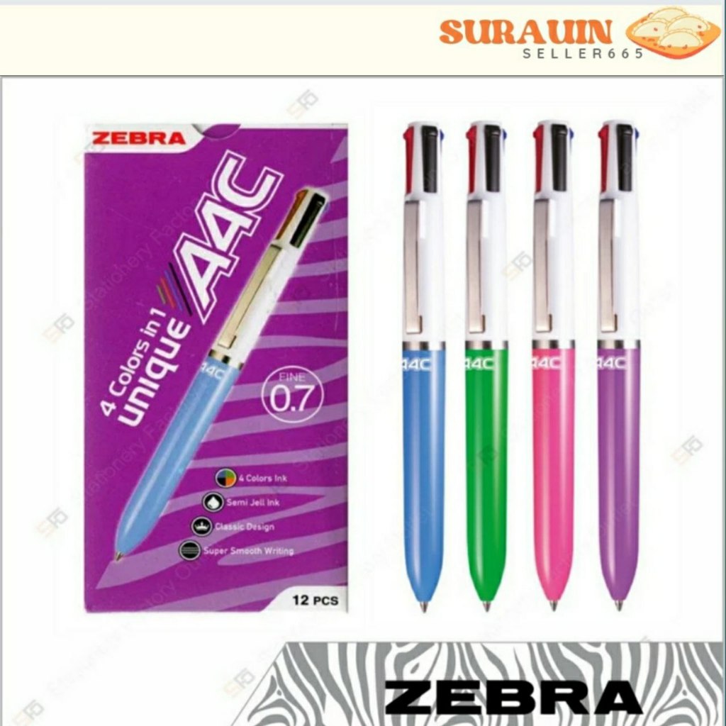 

Pen Zebra 4 warna A4C - Biru Muda