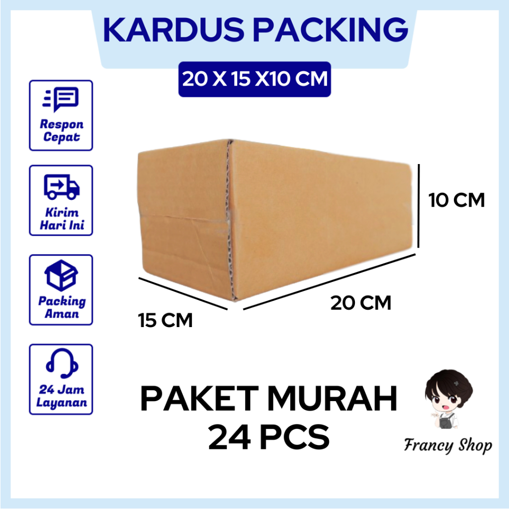 

Paket Murah Kardus ukuran 20x15x10 cm Kotak Packing Polos x24 Pcs