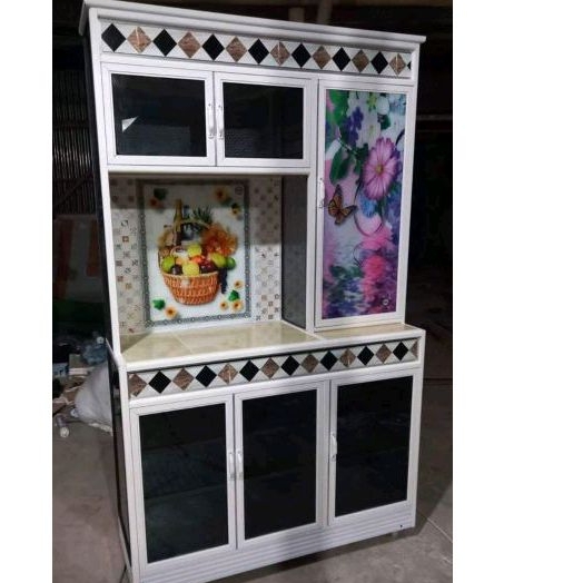 Rak Piring Alumunium kaca Rak Dapur Rak piring murah Anti Rayap