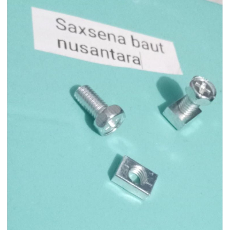 baut aki mur kotak m5x1.2cm kapal obeng dan kunci 8 harga per 1 set mur dan baut