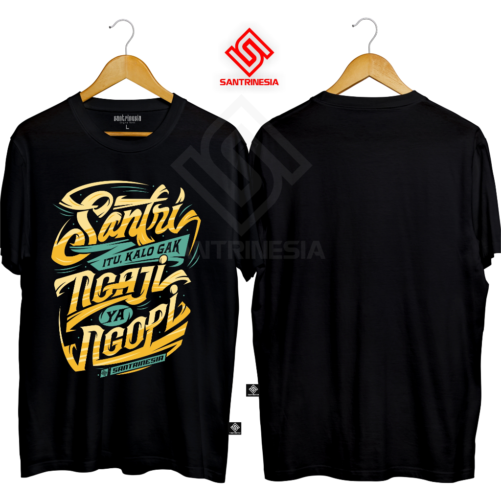 Santrinesia Kaos Santri Ngaji Ngopi baju kata-kata Santri Salaf Mondok