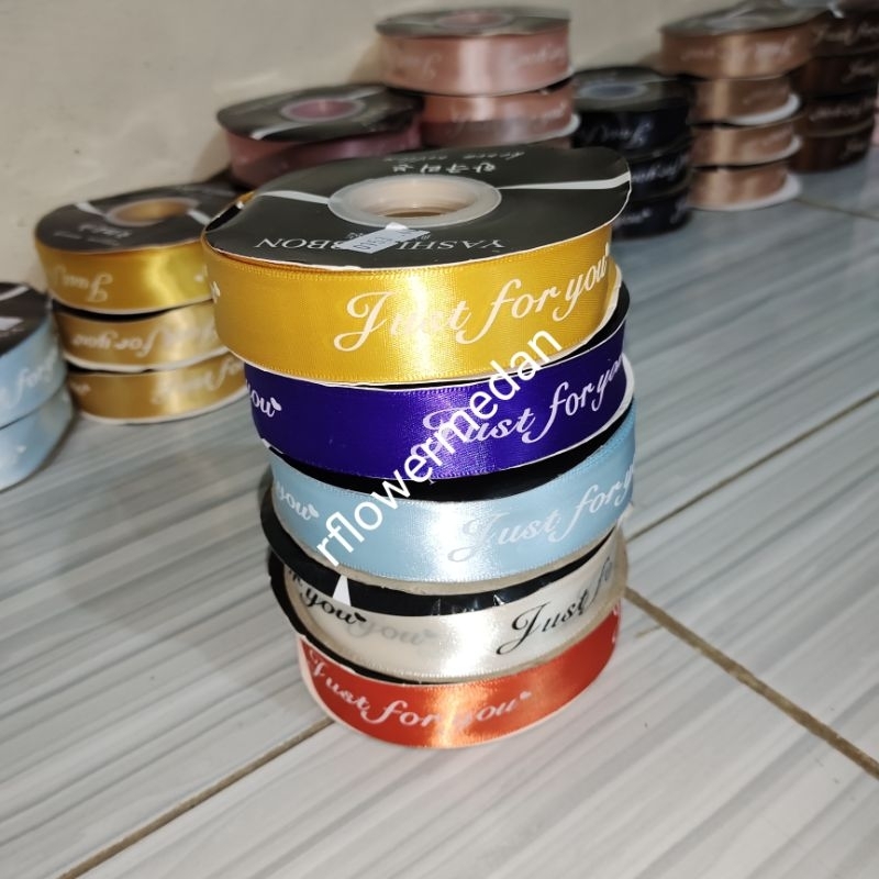 

[3 meter] Pita Satin motif Just For You 2,5 cm, Pita kado pita Buket