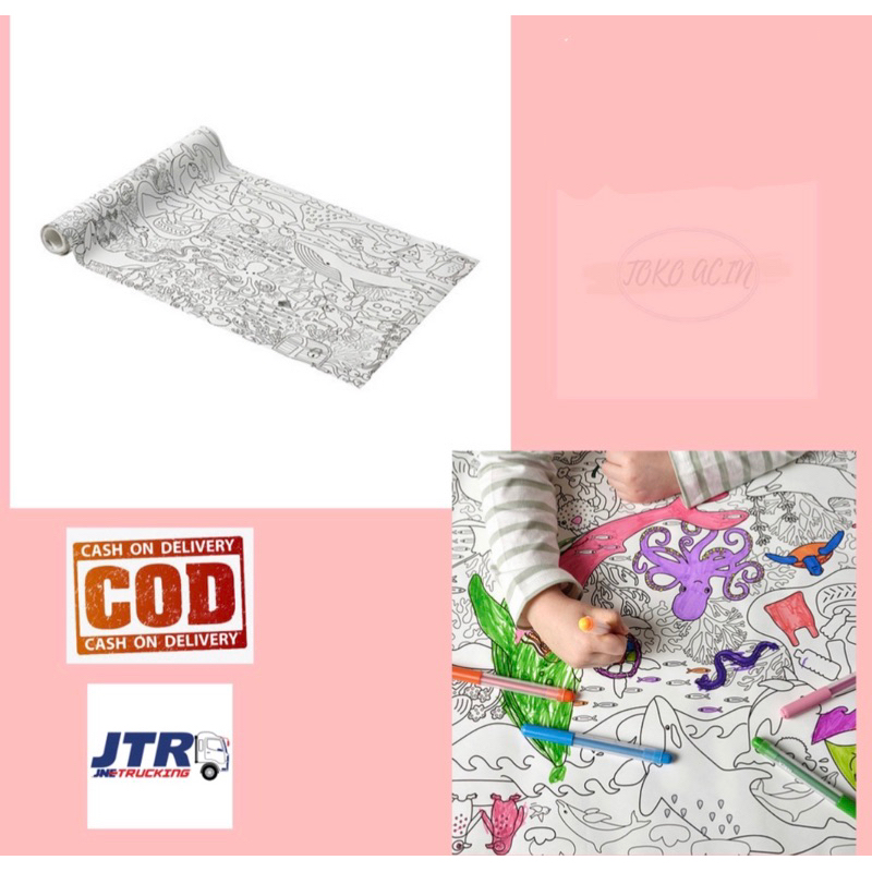 

BLAVINGAD Rol kertas mewarnai uk 10 m, kertas mewarnai, kertas roll anak, kertas gambar, buku mewarnai anak