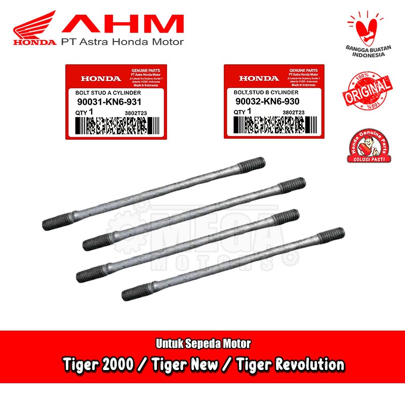 Baut Tiang Stud Mesin Blok Deksel Honda Tiger 2000 New Revolution Original AHM 90031 90032-KN6-930
