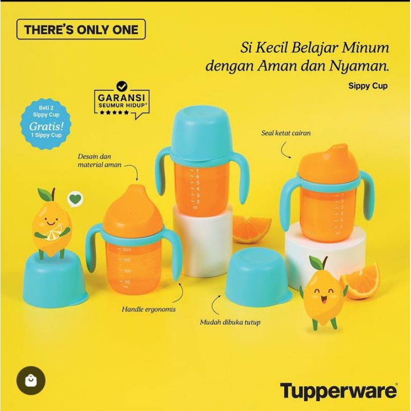 Sippy cup tupperware/ botol minum bayi dengan pegangan