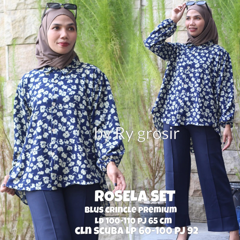 Setelan Rosela Plisket Celana Kulot Scuba