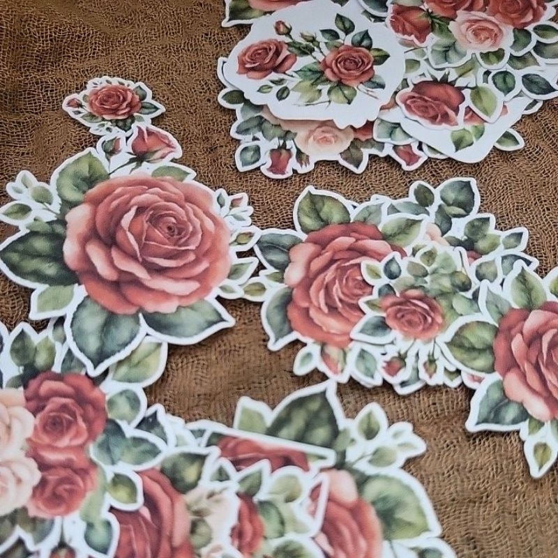 

20pcs sticker Vintage Red Rose, Journal,bujo, scrapbook