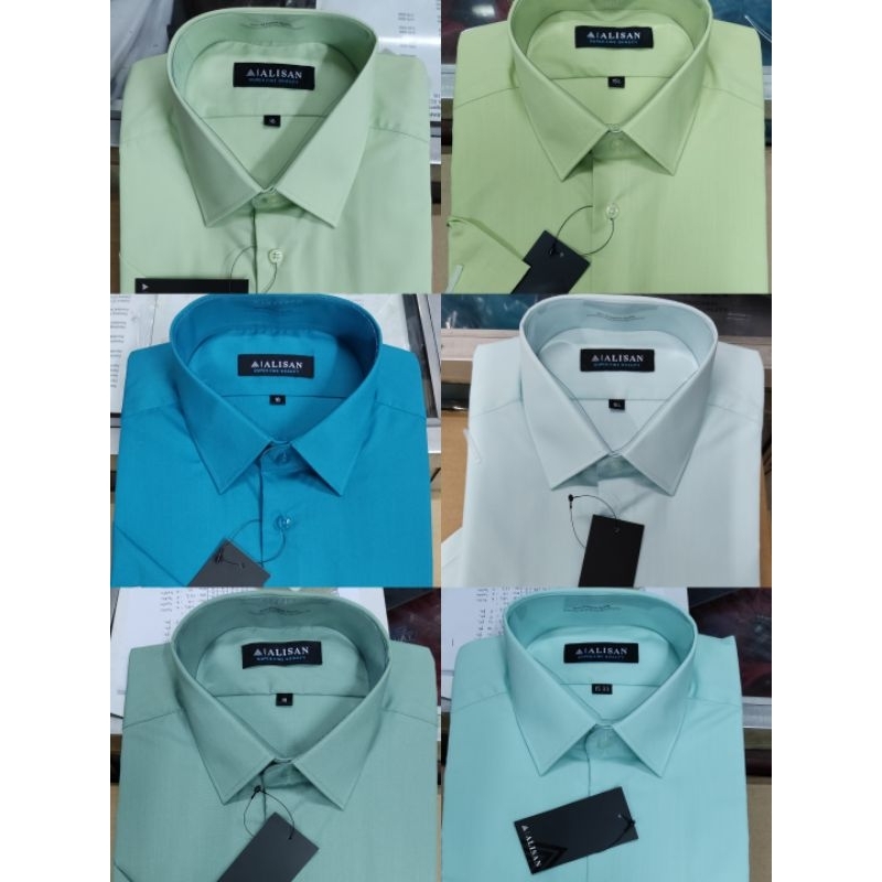 kemeja Alisan polos lengan panjang hijau