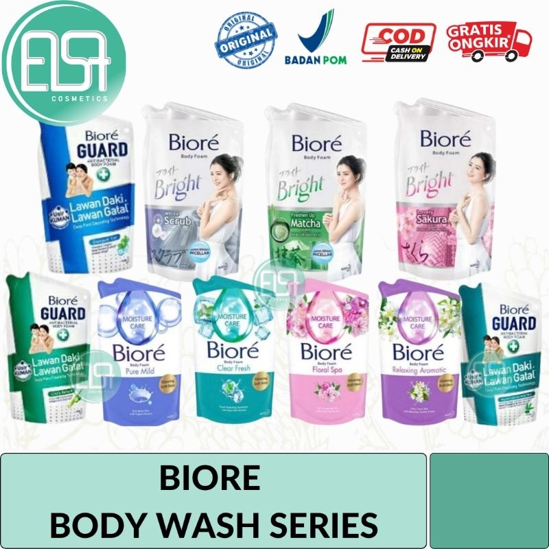 Biore body wash/biore guard/biore scrub/biore flora spa/ biore bright