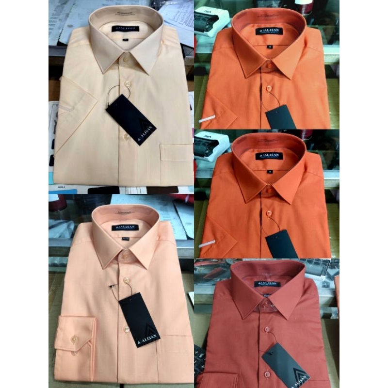 kemeja Alisan lengan panjang merah bata