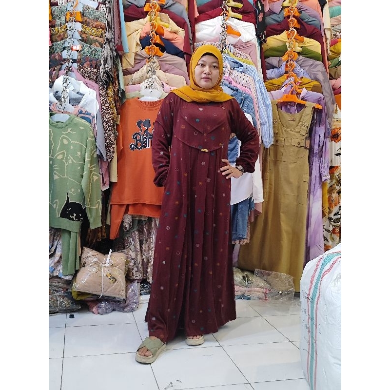 gamis june bahan kaos tebal.