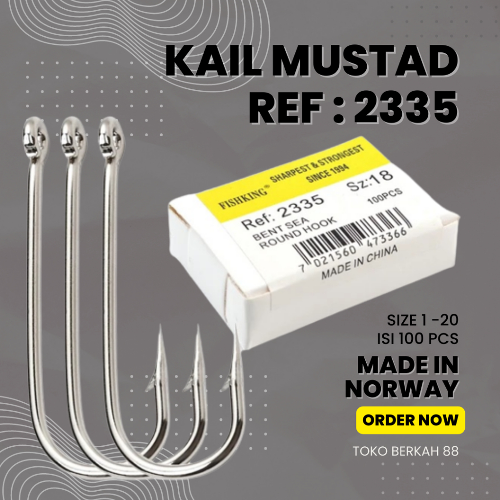 Kail / Kail Pancing / Mata Kail Pancing Mustad Type 2335 No 16 (Harga Untuk 2 Box)