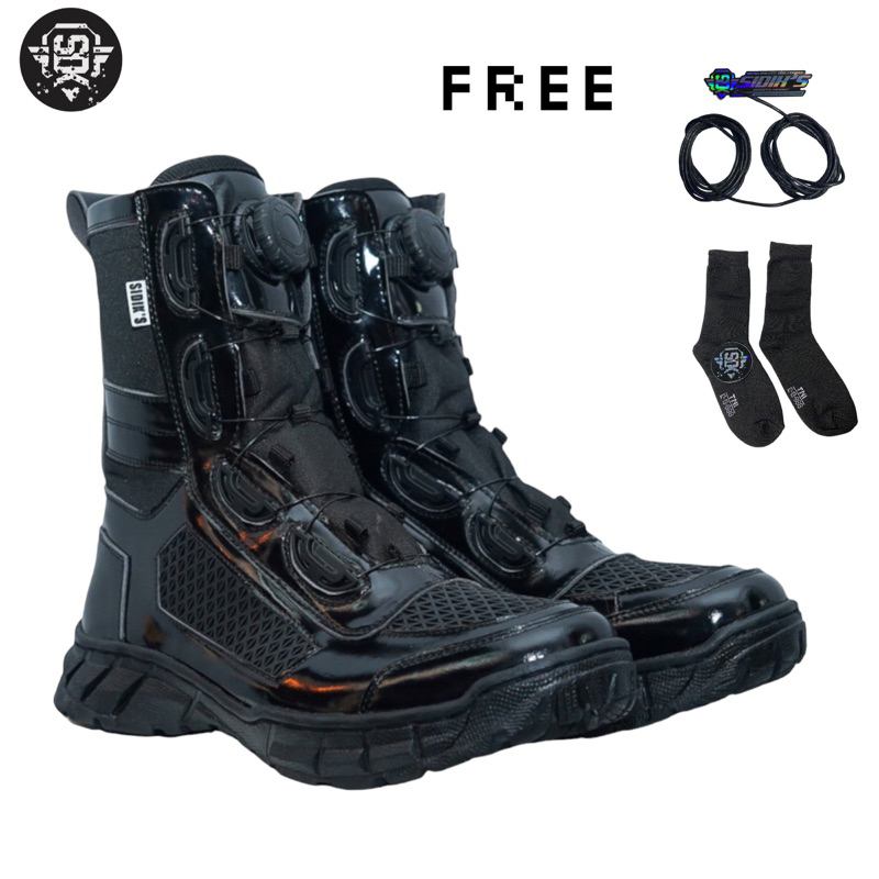 SIDIKS-SEPATU PDL TALI PUTAR KULIT MENGKILAP MODEL JARING TAWON SEPATU PDL TNI POLRI HITAM MENGKILAP
