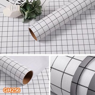 Wallstiker Wallpaper Dinding Motif Kotak Putih Hitam Keramik marmer 45cmx10m Murah sudah termasuk Le