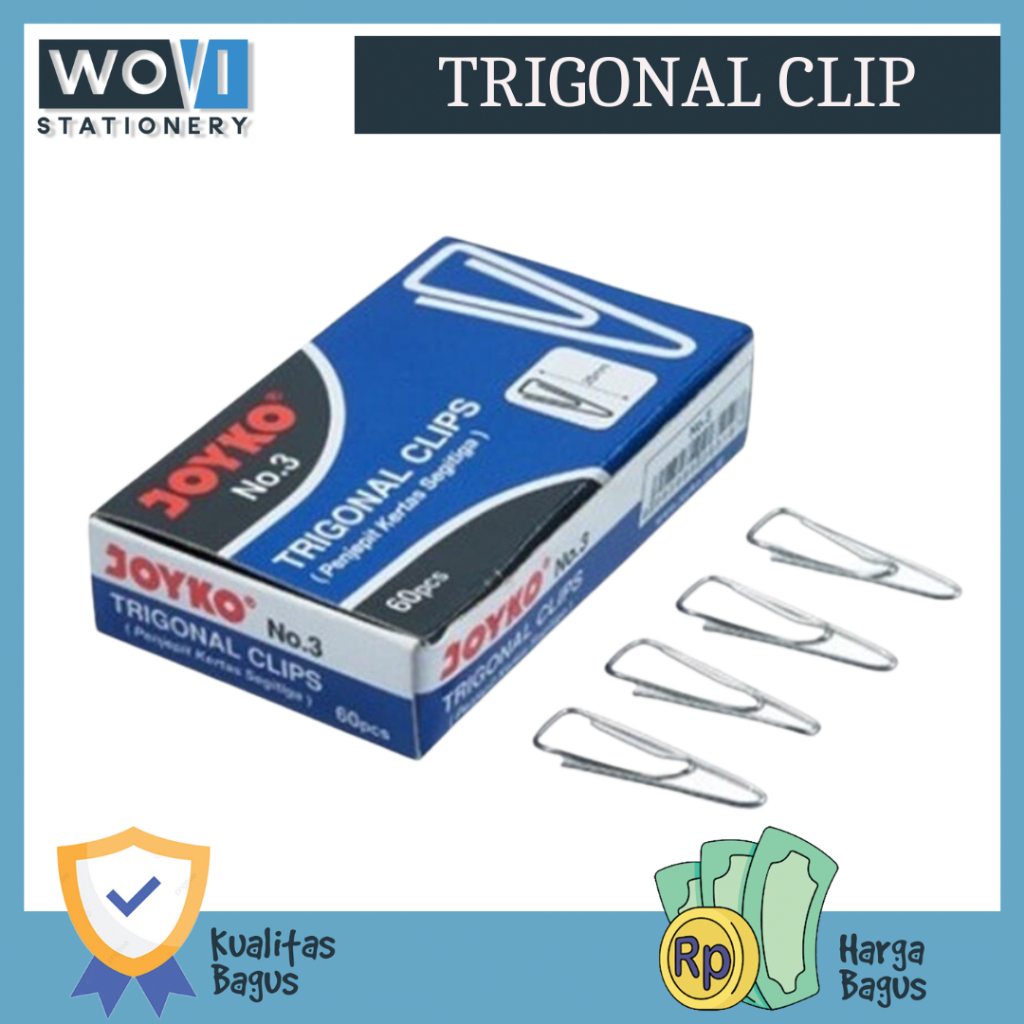 

[WOVI STATIONERY] Trigonal Paper Clip NO 1 Joyko / Trigonal Paper Clip NO 3 Joyko / Klip Kertas Joyko [PAK]