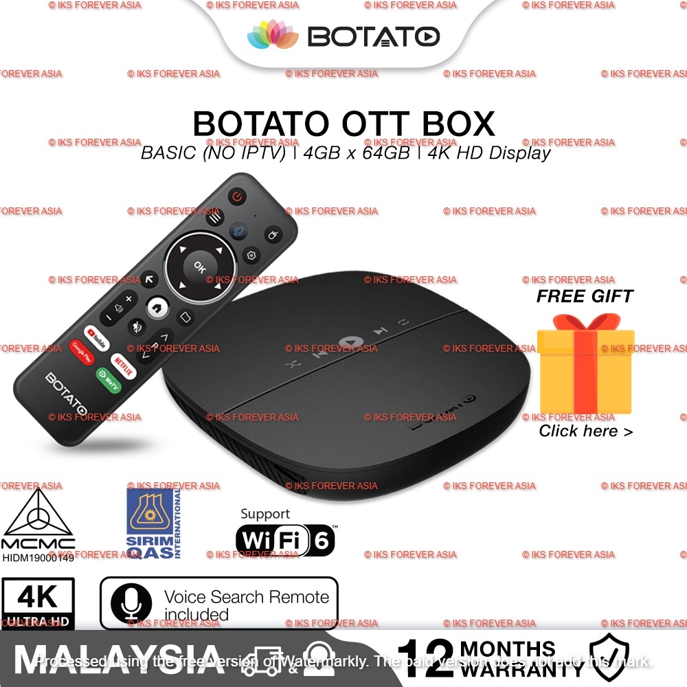 Botato OTT Box Android TV Box 4GBx64GB Android 11