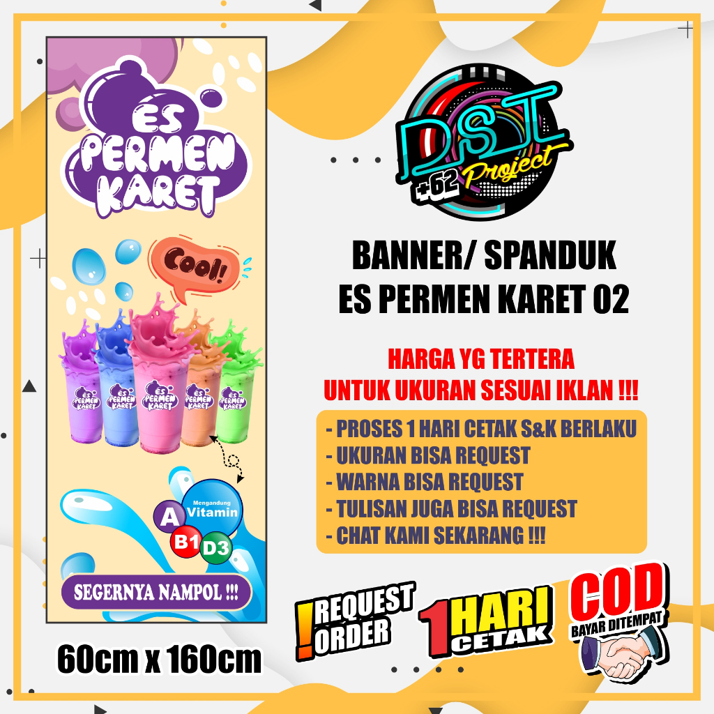 BANNER / SPANDUK ES PERMEN KARET MODEL A 60CM X 160CM