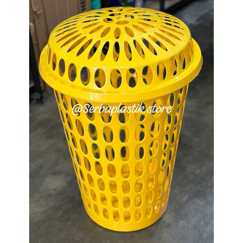 Keranjang baju kotor / keranjang serbaguna / keranjang bulat tutup