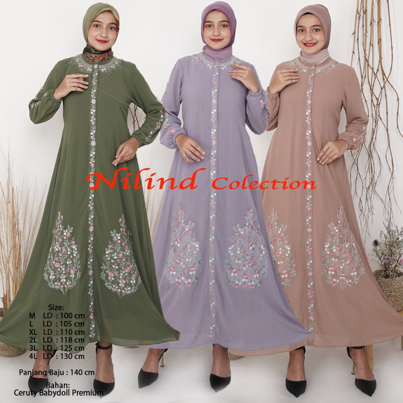 Gamis Ceruty Babydoll Bordir | Gamis Ceruty Babydoll Payet dan Bordir