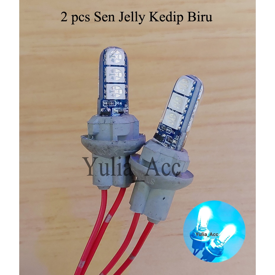 Lampu sein LED Jelly Kedip Strobo Soket T10 Universal Motor Beat Scoopy Vario Mio Vixion Dll