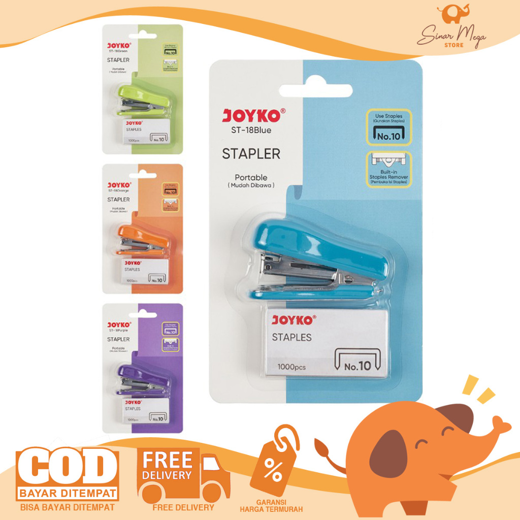 

Joyko Stapler ST-18 / Stepler dan Staples Hekter 1 SET ( Stepler + Isi ) Ukuran Kecil